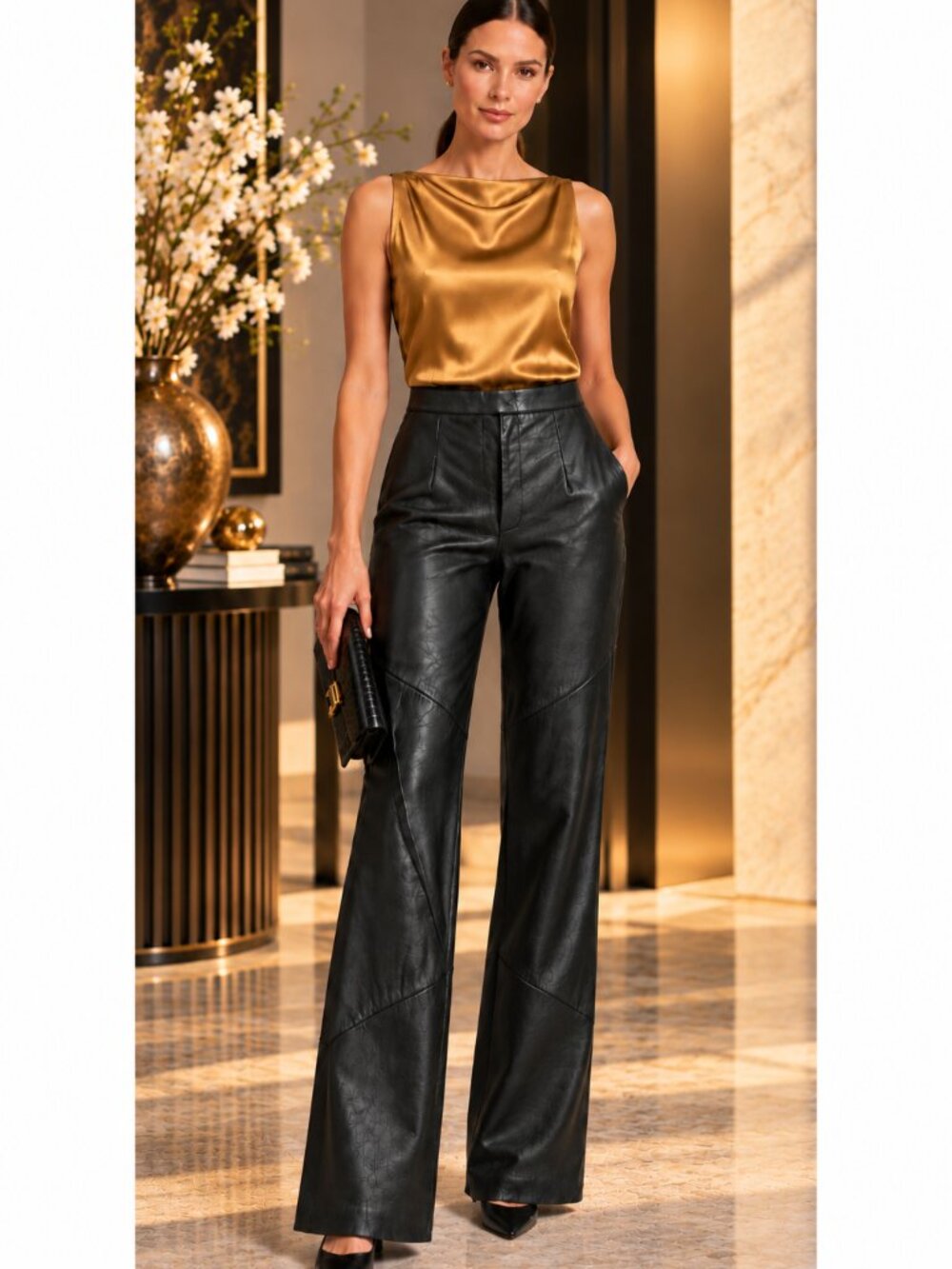 Pelle Studio Wilsons Black Genuine Leather Pants Size 2 NWOT
